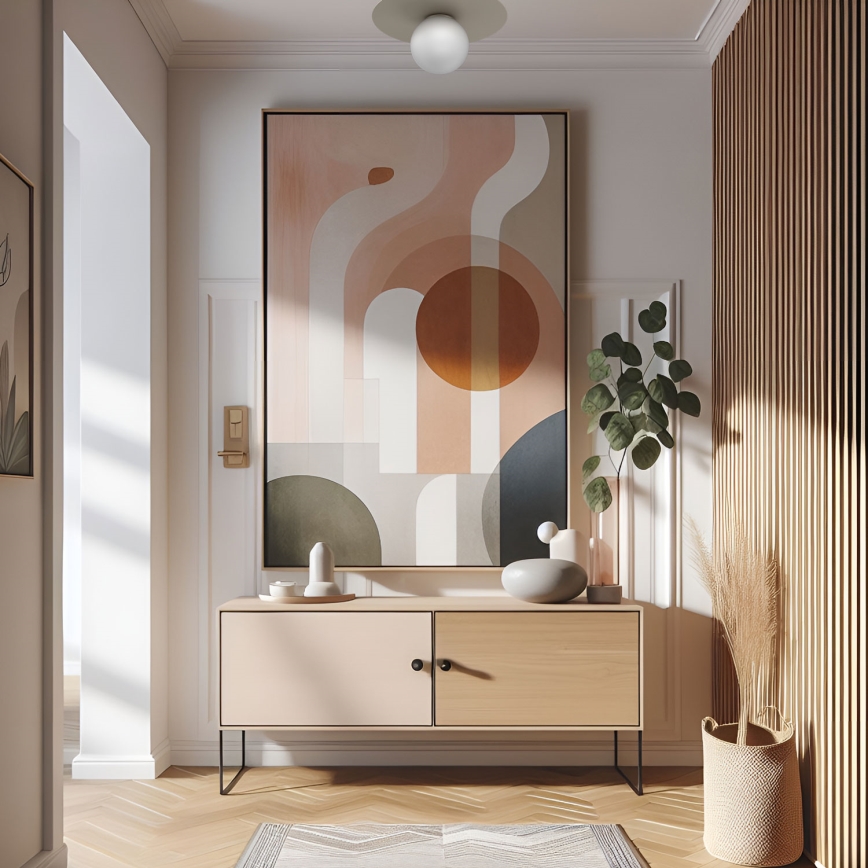 Taklampa FLAT 1xE27/15W/230V Ø 35 cm beige