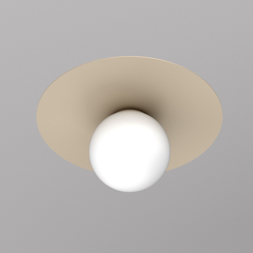 Taklampa FLAT 1xE27/15W/230V Ø 35 cm beige