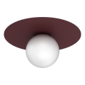 Taklampa FLAT 1xE27/15W/230V Ø 35 cm bordeaux