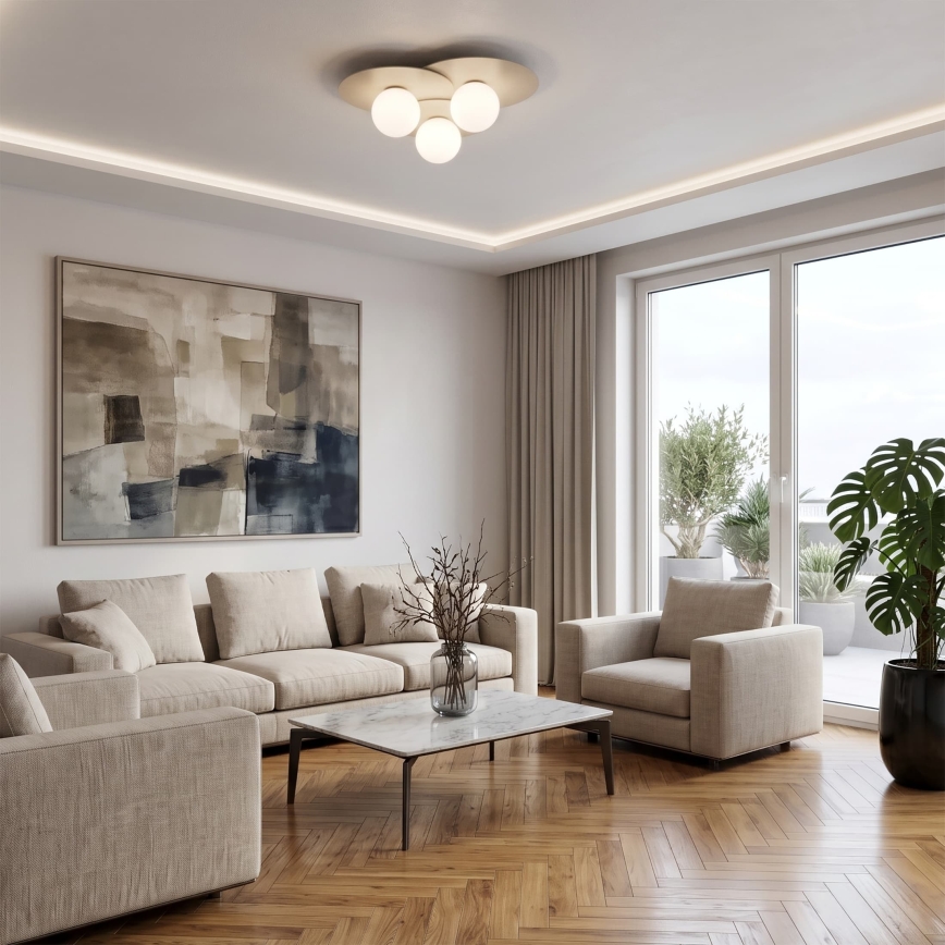 Taklampa FLAT 3xE27/15W/230V 55x60 cm beige