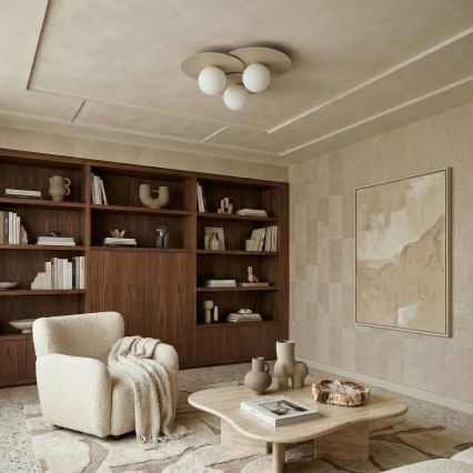 Taklampa FLAT 3xE27/15W/230V 55x60 cm beige