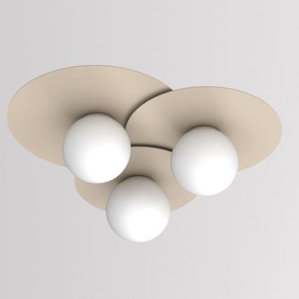 Taklampa FLAT 3xE27/15W/230V 55x60 cm beige