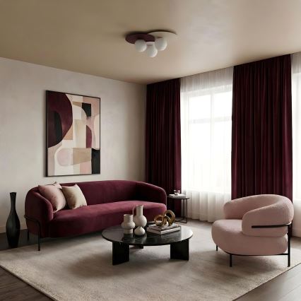 Taklampa FLAT 3xE27/15W/230V 55x60 cm beige/krämfärgad/bordeaux