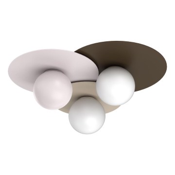 Taklampa FLAT 3xE27/15W/230V 55x60 cm beige/krämfärgad/bordeaux