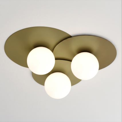 Taklampa FLAT 3xE27/15W/230V 55x60 cm guldfärgad