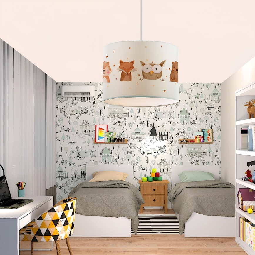 Taklampa för barn CANDY 1xE27/40W/230V vit/brun