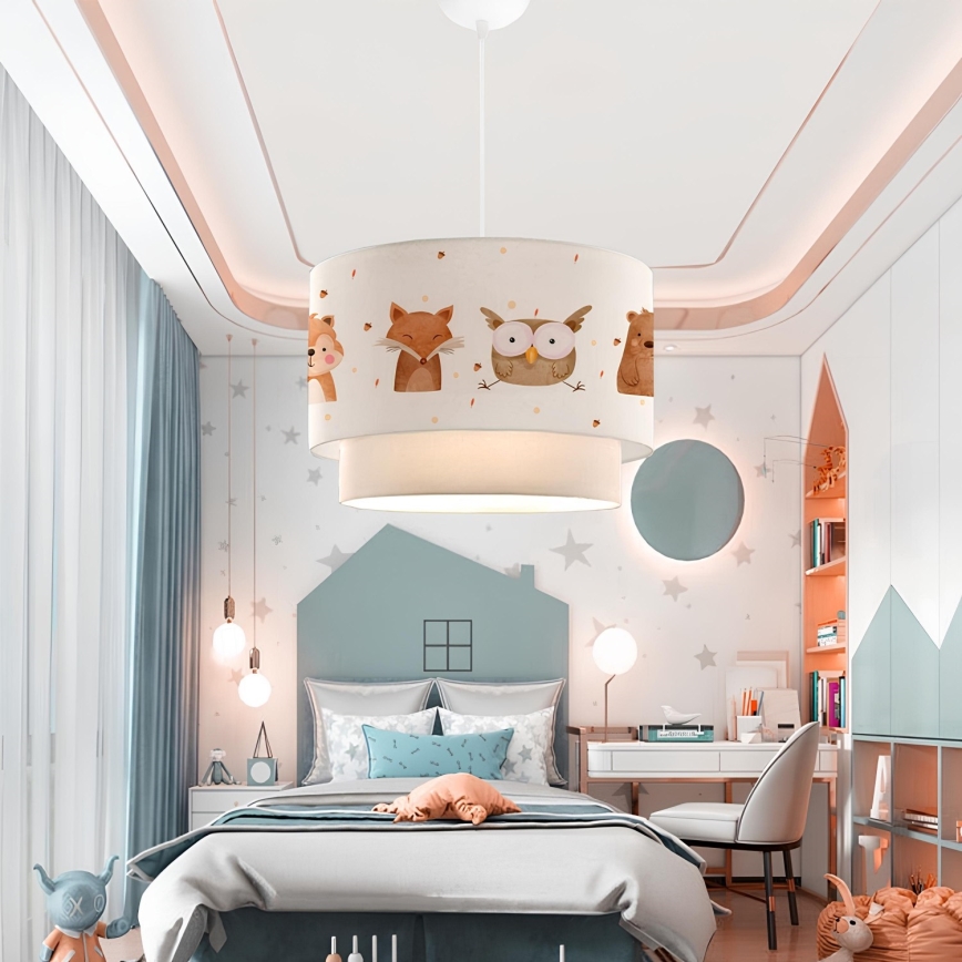 Taklampa för barn CANDY 1xE27/40W/230V vit/brun