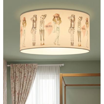 Taklampa för barn GIRLS VIBES 1xE27/60W/230V Ø 40 cm för flickor