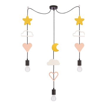 Taklampa för barn med sladd TRIO 3xE27/20W/230V gul/vit/rosa
