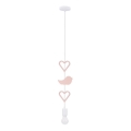 Taklampa för barn på sladd HEART 1xE27/20W/230V rosa/vit