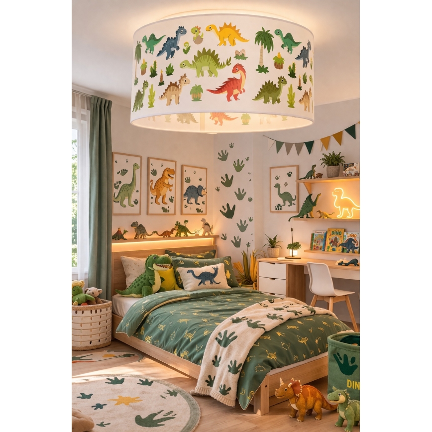 Taklampa för barnrum KIDS ROOM 1xE27/60W/230V Ø 40 cm med dinosauriemotiv