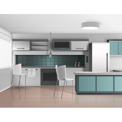 Taklampa för utomhusbruk med sensor CLEO 2xE27/24W/230V d.30 cm grå IP54