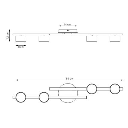 Taklampa FRAGMENT 4xGX53/12W/230V svart