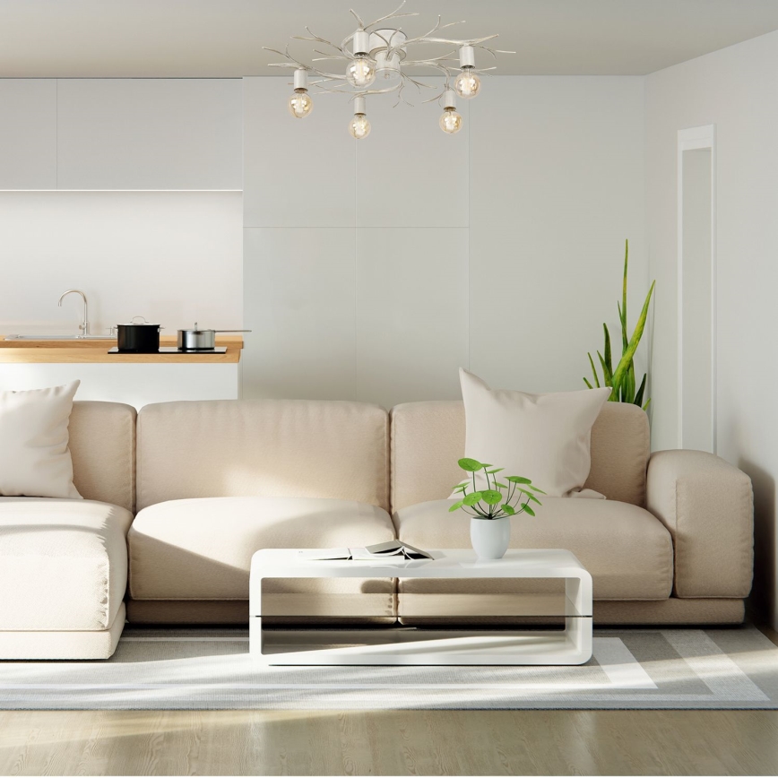 Taklampa GARNISH 5xE27/15W/230V vit/patina