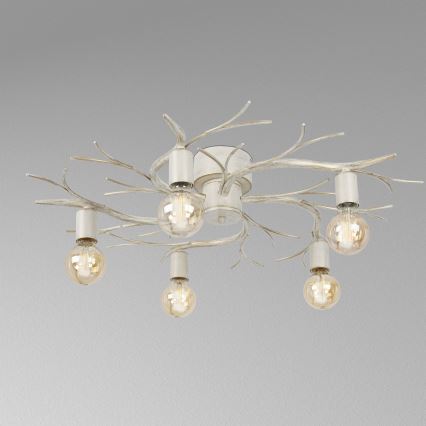 Taklampa GARNISH 5xE27/15W/230V vit/patina