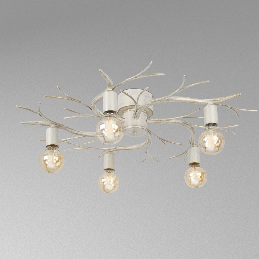 Taklampa GARNISH 5xE27/15W/230V vit/patina