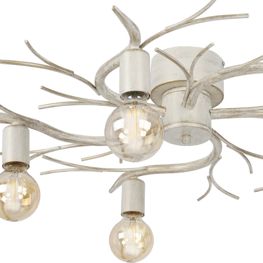 Taklampa GARNISH 5xE27/15W/230V vit/patina