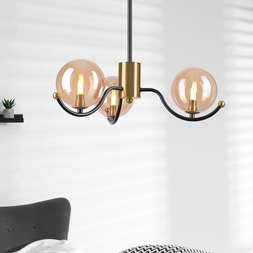 Taklampa GEORGIA med stång 3xG9/5W/230V guld/rökig beige