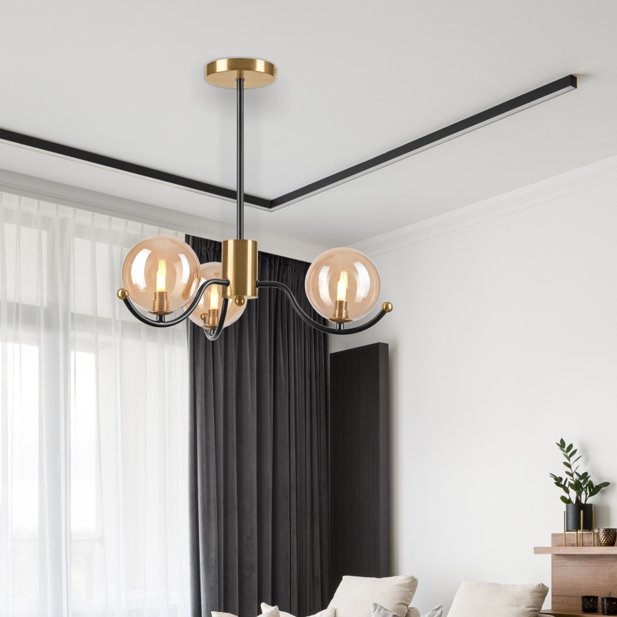 Taklampa GEORGIA med stång 3xG9/5W/230V guld/rökig beige