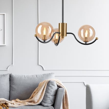 Taklampa GEORGIA med stång 3xG9/5W/230V guld/rökig beige