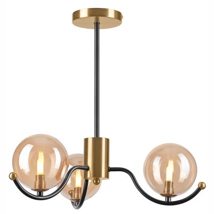 Taklampa GEORGIA med stång 3xG9/5W/230V guld/rökig beige