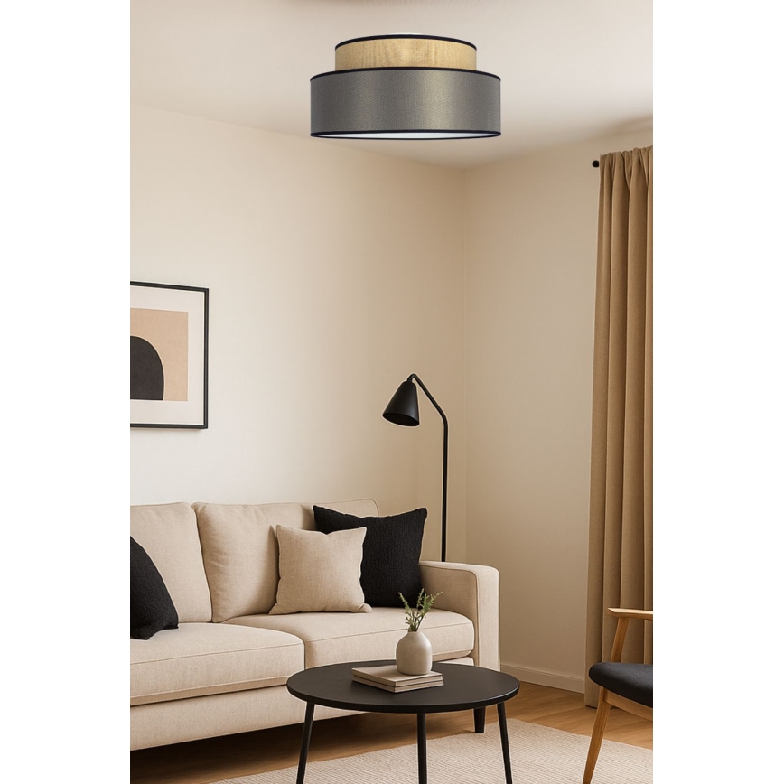 Taklampa GRACE 1xE27/60W/230V diameter 40 cm beige/brun