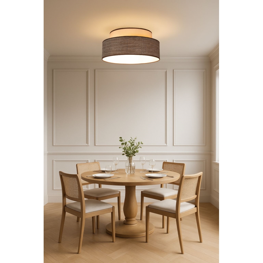 Taklampa GRACE 1xE27/60W/230V diameter 40 cm grädde/brun