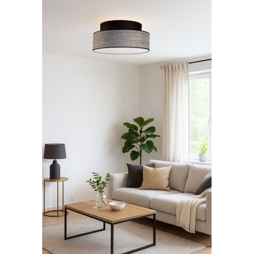 Taklampa GRACE 1xE27/60W/230V diameter 40 cm svart/grå