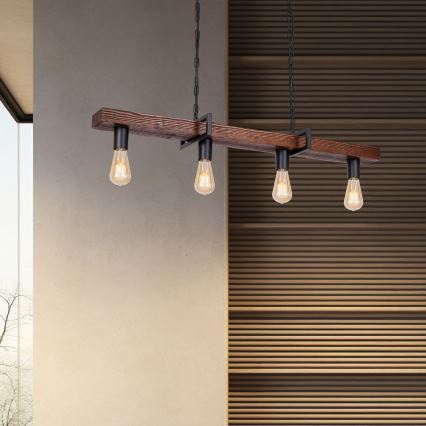 Kedjelampa HARD 4xE27/60W/230V tallträ