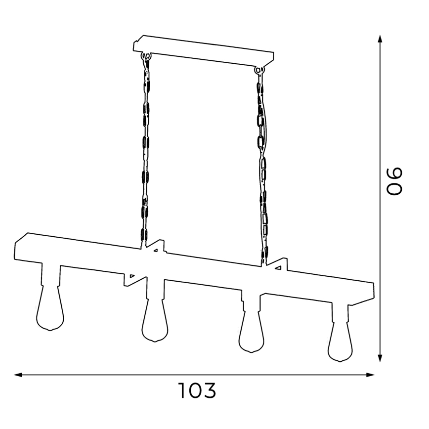 Kedjelampa HARD 4xE27/60W/230V tallträ