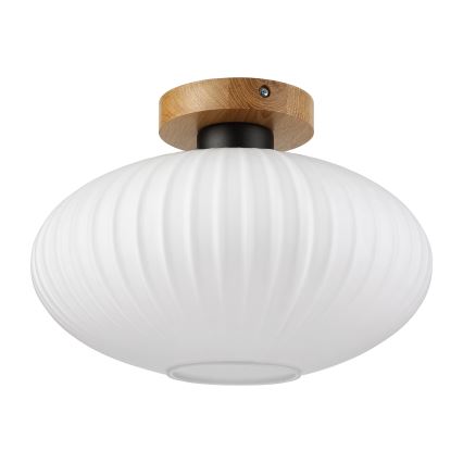 Taklampa HARMA WOOD 1 x E27 / 15 W / 230 V, ek/vit, Ø 30 cm