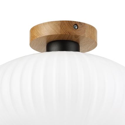 Taklampa HARMA WOOD 1 x E27 / 15 W / 230 V, ek/vit, Ø 30 cm