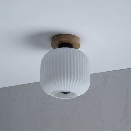 Taklampa HARMA WOOD 1xE27/15W/230V ek/vit Ø 20 cm