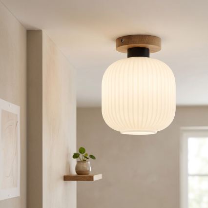 Taklampa HARMA WOOD 1xE27/15W/230V ek/vit Ø 20 cm
