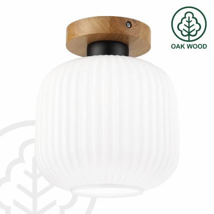 Taklampa HARMA WOOD 1xE27/15W/230V ek/vit Ø 20 cm
