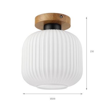 Taklampa HARMA WOOD 1xE27/15W/230V ek/vit Ø 20 cm
