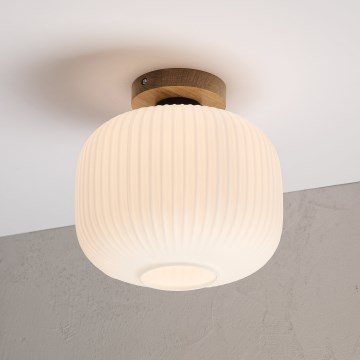 Taklampa HARMA WOOD 1xE27/15W/230V ek/vit Ø 25 cm