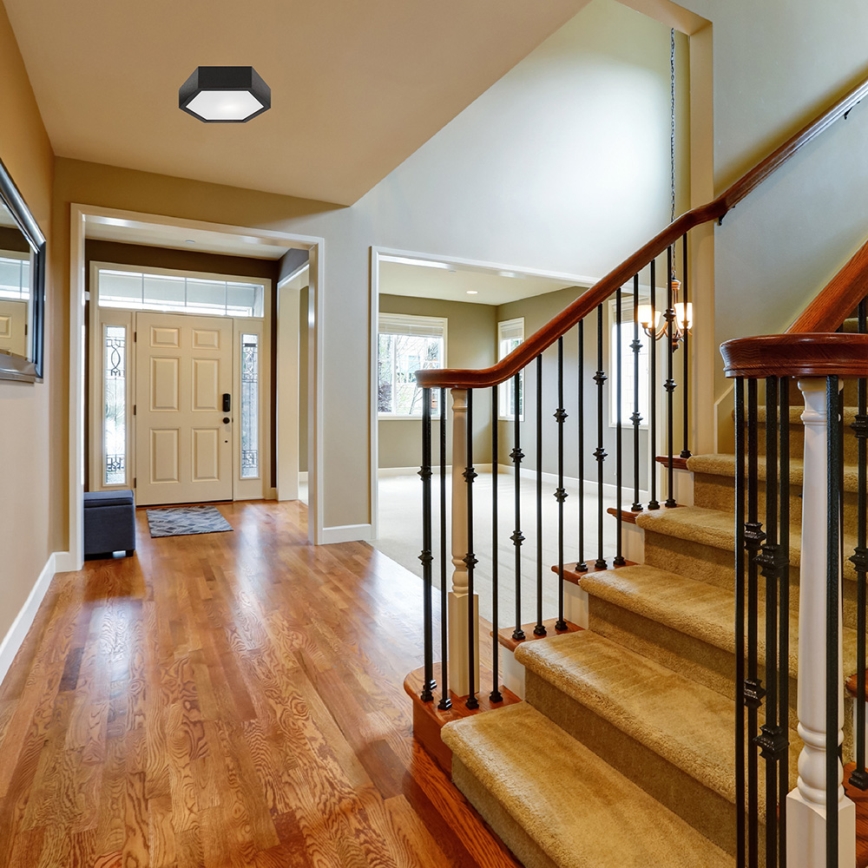 Taklampa  HEX 1xE27/60W/230V d. 32 cm furu svart