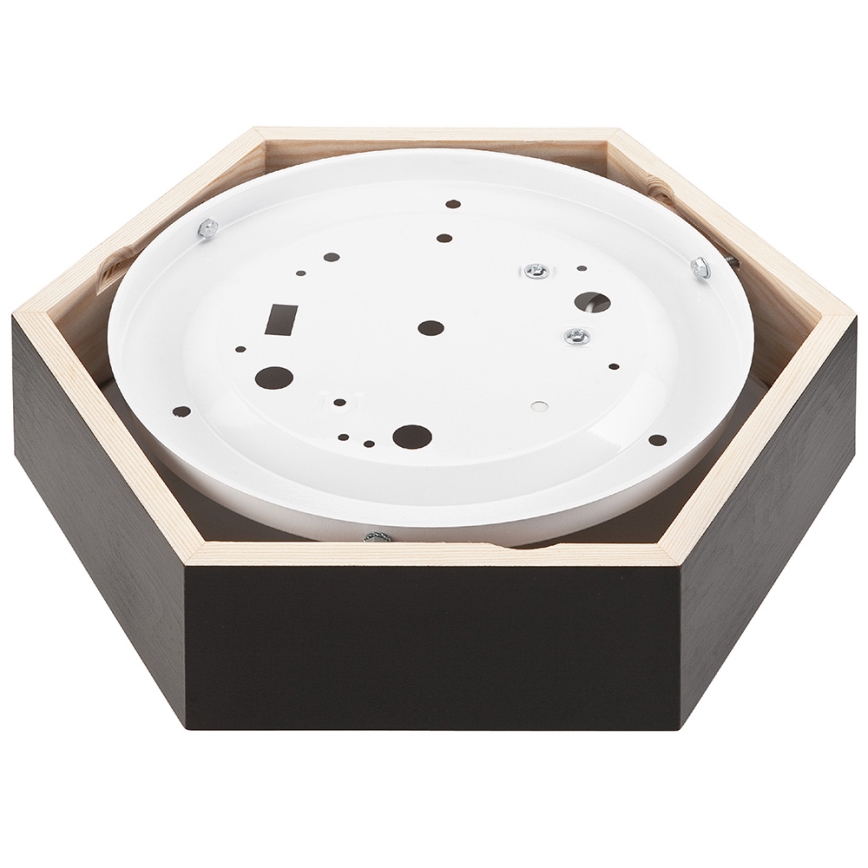 Taklampa  HEX 1xE27/60W/230V d. 32 cm furu svart