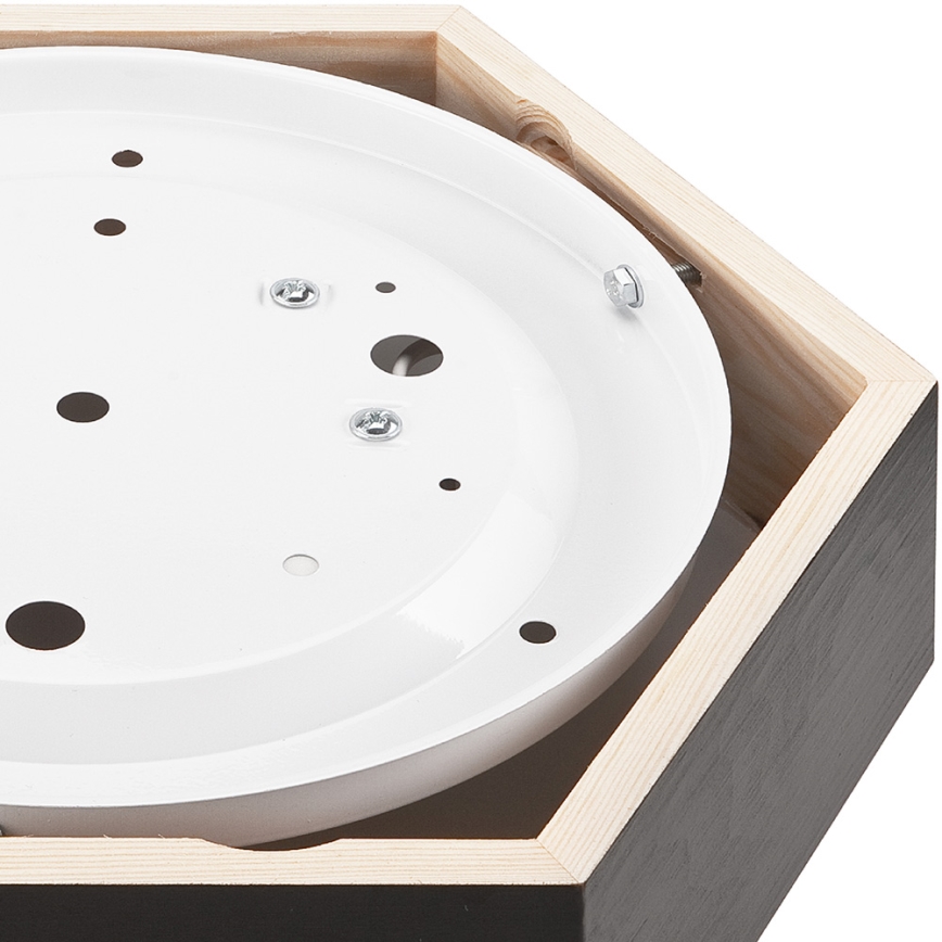 Taklampa  HEX 1xE27/60W/230V d. 32 cm furu svart