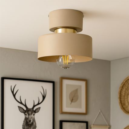 Taklampa IGNIA 1xE27/60W/230V beige/guld