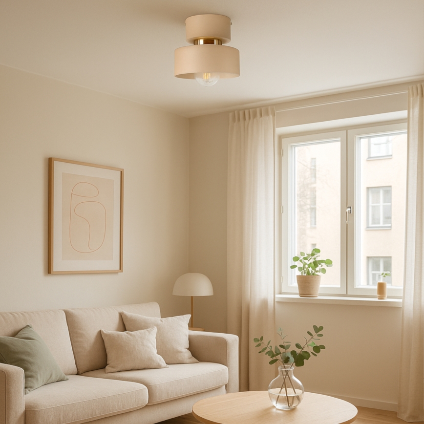 Taklampa IGNIA 1xE27/60W/230V beige/guld