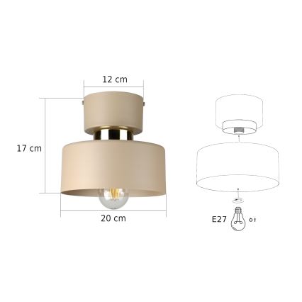 Taklampa IGNIA 1xE27/60W/230V beige/guld