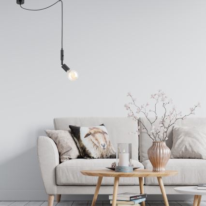 Taklampa på kabel INA 1xE27/42W/230V svart