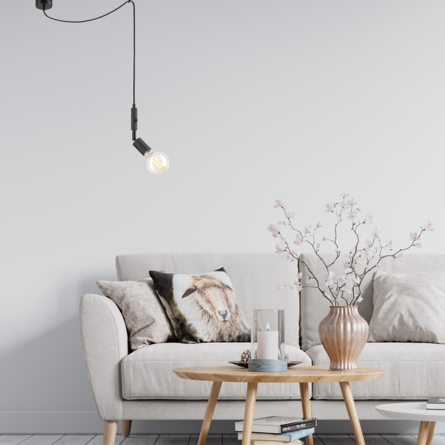 Taklampa på kabel INA 1xE27/42W/230V svart