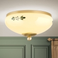 Taklampa LANDHAUS 1xE27/60W/230V Ø 21 cm mässing/beige/grön