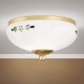 Taklampa LANDHAUS 1xE27/60W/230V Ø 21 cm mässing/vit/grön