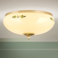 Taklampa LANDHAUS 2xE27/60W/230V Ø 28 cm mässing/beige/grön