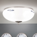 Taklampa LANDHAUS 2xE27/60W/230V Ø 28 cm matt krom/vit/blå