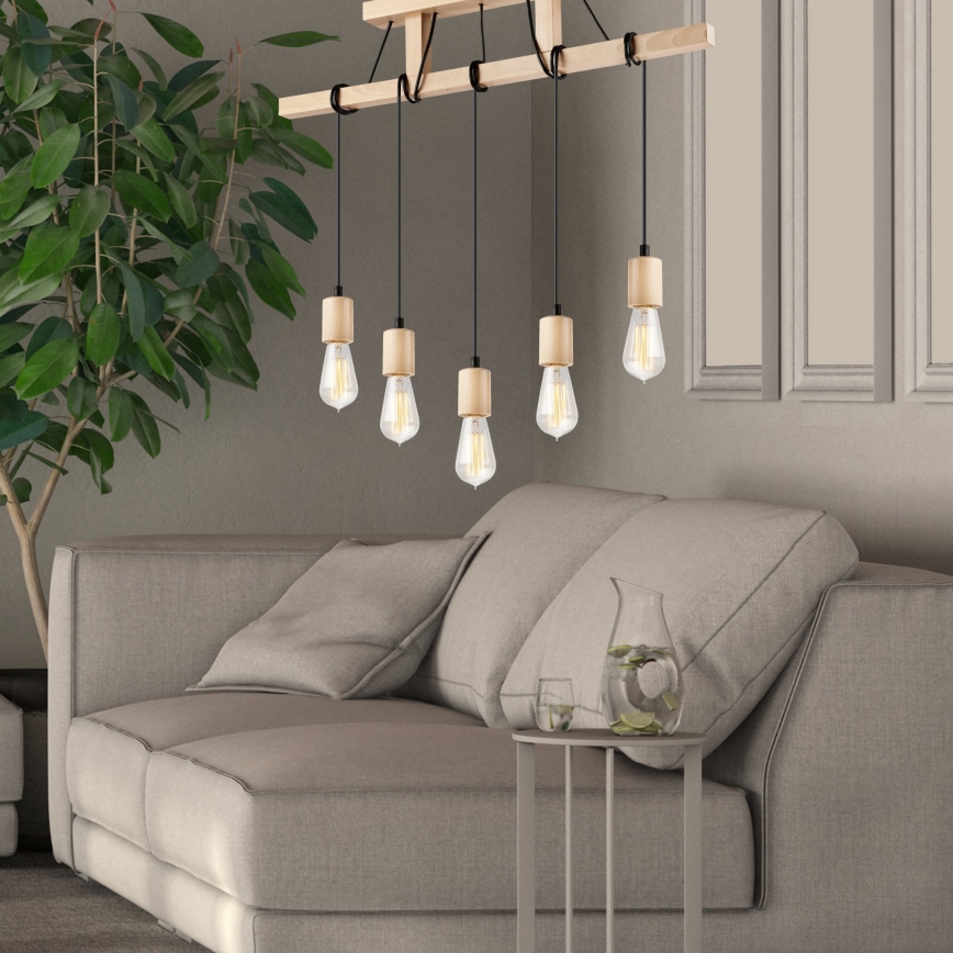 Taklampa på lina LEON 5xE27/60W/230V bok